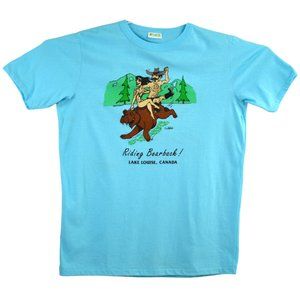 Vintage Evergreen Lake Louise Canada T Shirt Size XL Riding Bearback 50/50